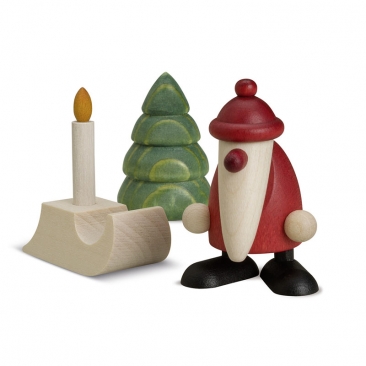 Miniatur-Set 2, Weihnachtsmann mit Schlitten und Baum
